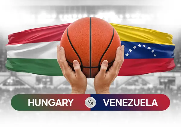 Macaristan, Venezuela 'ya karşı milli basketbol takımları basketbol maçı kupası konsepti