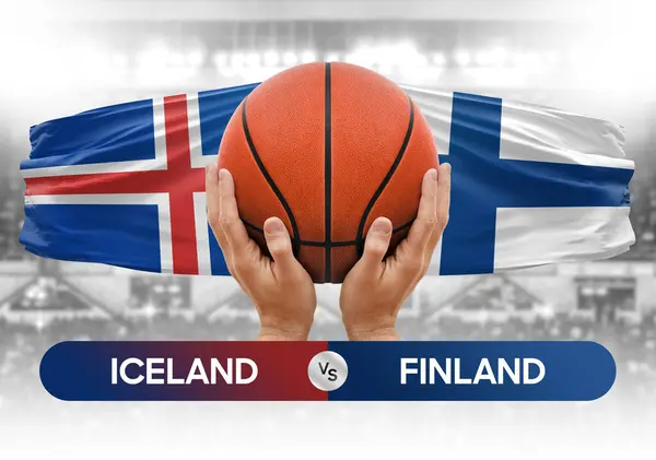 stock image Iceland vs Finland national basketball teams basket ball match competition cup concept image