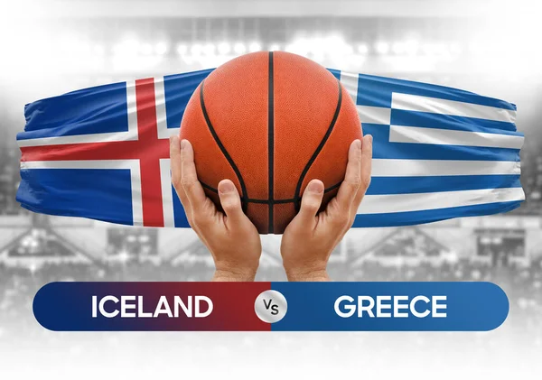Iceland vs Greece national basketball teams basket ball match competition cup concept image