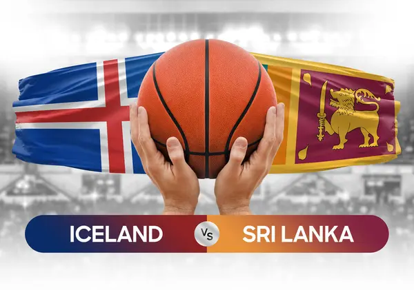 Iceland vs Sri Lanka national basketball teams basket ball match competition cup concept image