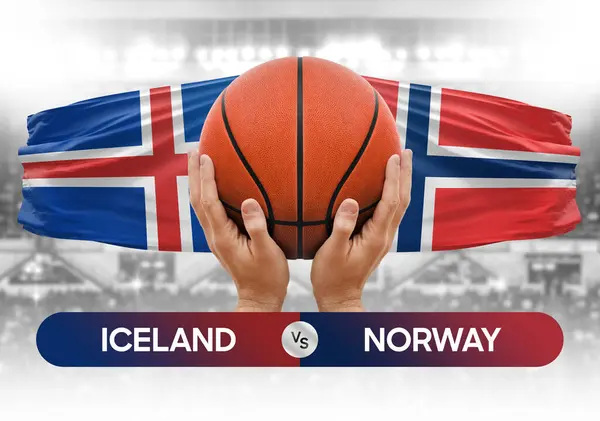 stock image Iceland vs Norway national basketball teams basket ball match competition cup concept image