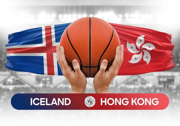 Iceland vs Hong Kong national basketball teams basket ball match competition cup concept image