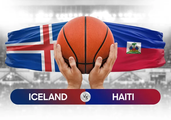 Iceland vs Haiti national basketball teams basket ball match competition cup concept image
