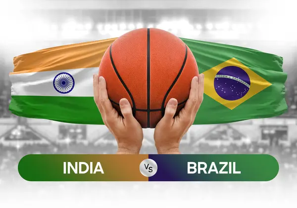 India vs Brazil national basketball teams basket ball match competition cup concept image