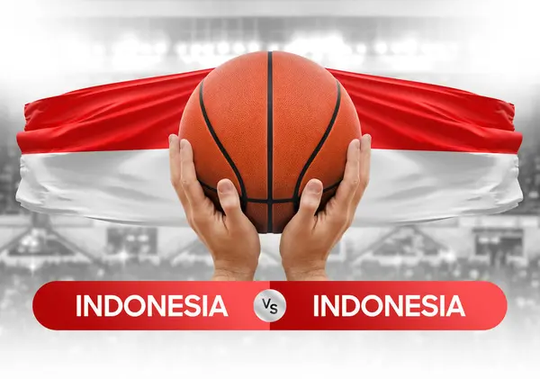 Ινδονησία Εναντίον Της Ινδονησίας Εθνικές Ομάδες Μπάσκετ Μπάσκετ Μπάσκετ Αγώνα — Φωτογραφία Αρχείου