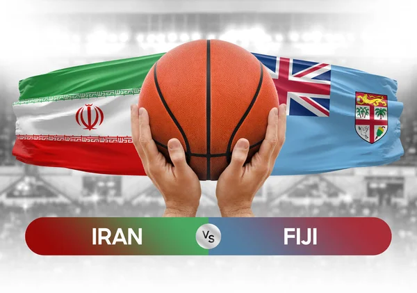 Iran vs Fiji national basketball teams basket ball match competition cup concept image