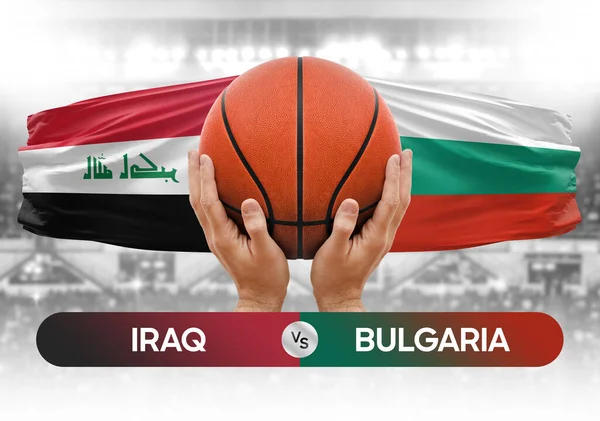 Irak, Bulgaristan milli basketbol takımlarına karşı basketbol topu yarışma kupası konsepti imajı