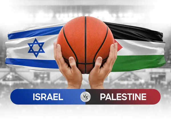 Israel vs Palestine national basketball teams basket ball match competition cup concept image