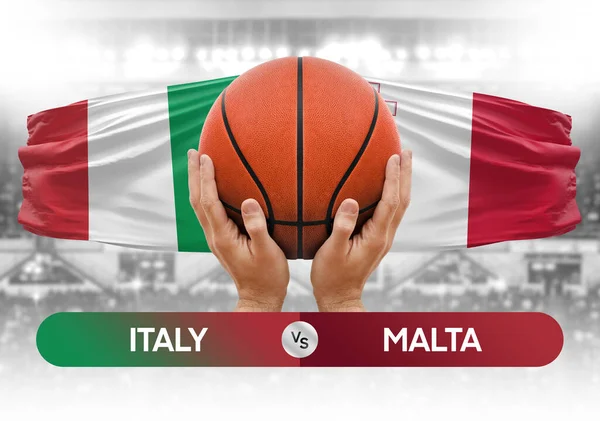 stock image Italy vs Malta national basketball teams basket ball match competition cup concept image