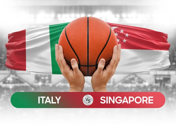Italy vs Singapore national basketball teams basket ball match competition cup concept image