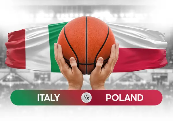 stock image Italy vs Poland national basketball teams basket ball match competition cup concept image