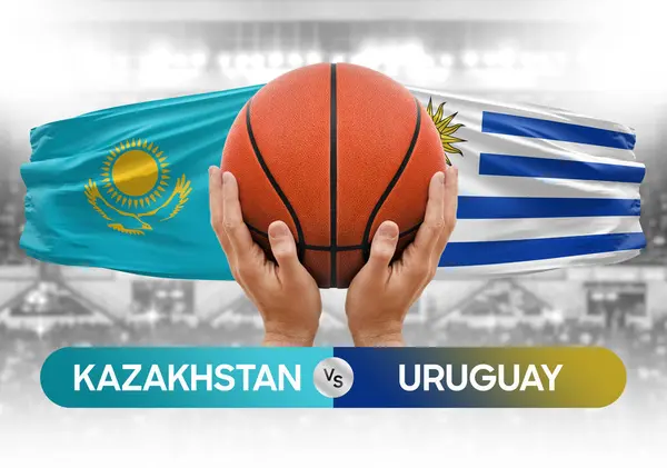 Kazakhstan vs Uruguay national basketball teams basket ball match competition cup concept image