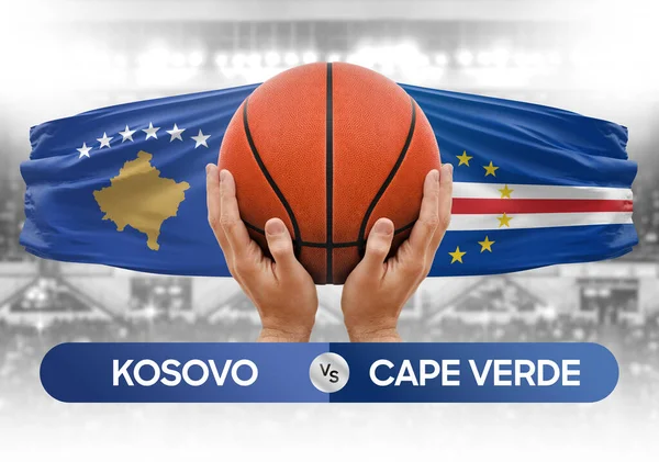 Kosova, Cape Verde milli basketbol takımlarına karşı basketbol topu yarışma kupası konsepti imajı