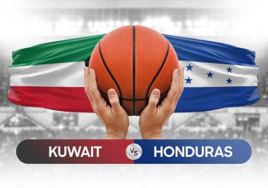 Kuveyt, Honduras milli basketbol takımlarına karşı basketbol topu yarışma kupası konsepti imajı