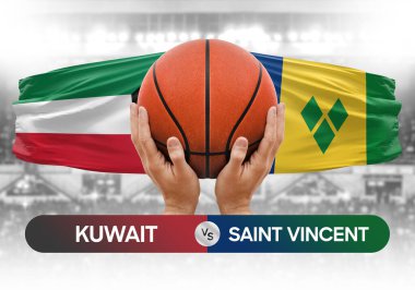 Kuveyt, Saint Vincent Grenadines 'e karşı milli basketbol takımları basketbol topu yarışma kupası konsepti