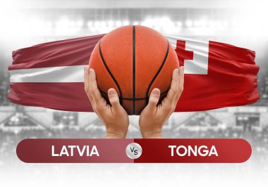 Letonya, Tonga Milli Basketbol Takımı 'na karşı Basketbol Şampiyonası konsepti