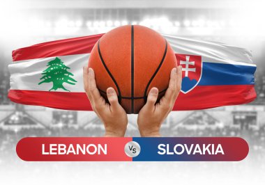 Lübnan, Slovakya 'ya karşı milli basketbol takımları basketbol maçı kupası konsepti