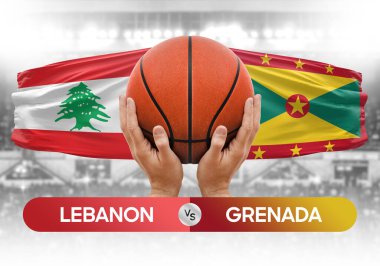 Lübnan, Grenada Millî Basketbol Takımı 'na karşı basketbol topu yarışma kupası konsepti