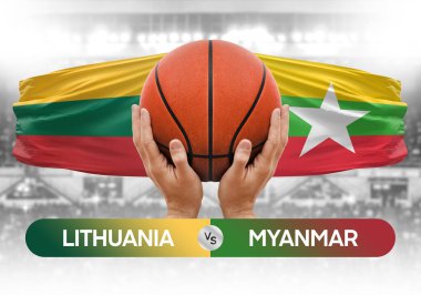 Litvanya, Myanmar Millî Basketbol Takımı 'na karşı basketbol topu yarışma kupası konsepti