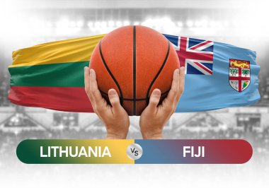 Litvanya, Fiji milli basketbol takımlarına karşı basketbol topu yarışma kupası konsepti