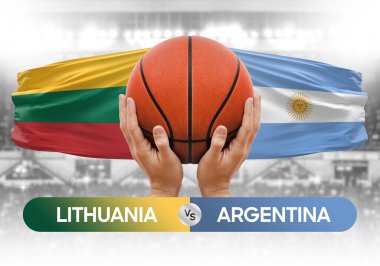 Litvanya, Arjantin milli basketbol takımlarına karşı basketbol topu yarışma kupası konsepti