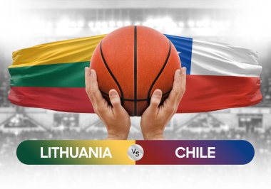 Litvanya, Şili milli basketbol takımlarına karşı basketbol topu yarışma kupası konsepti