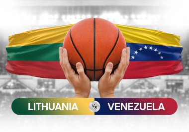 Litvanya, Venezuela 'ya karşı milli basketbol takımları basketbol topu yarışma kupası konsepti