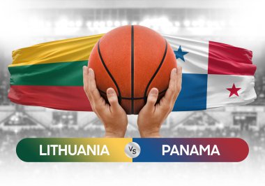 Litvanya, Panama milli basketbol takımlarına karşı basketbol topu yarışma kupası konsepti