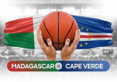 Madagaskar, Cape Verde Milli Basketbol Takımı 'na karşı basketbol topu yarışma kupası konsepti