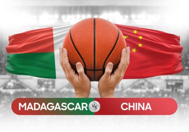 Madagaskar, Çin milli basketbol takımlarına karşı basketbol topu yarışma kupası konsepti imajı