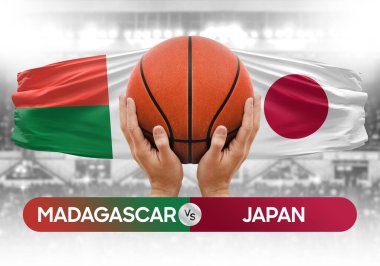 Madagaskar, Japonya milli basketbol takımlarına karşı basket topu yarışma kupası konsepti imajı