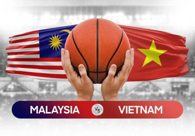 Malezya, Vietnam milli basketbol takımlarına karşı basketbol topu yarışma kupası konsepti imajı