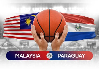 Malezya, Paraguay 'a karşı milli basketbol takımları basketbol topu yarışma kupası konsepti