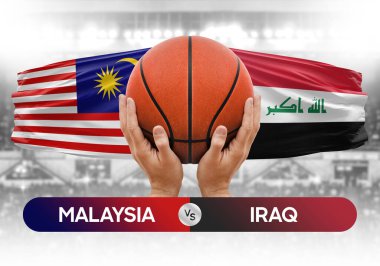 Malezya, Irak milli basketbol takımlarına karşı basketbol topu yarışma kupası konsepti