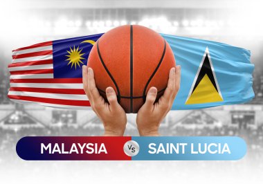 Malezya, Saint Lucia Millî Basketbol Takımı 'na karşı basketbol topu yarışma kupası konsepti