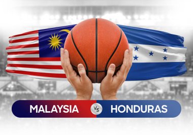 Malezya, Honduras 'a karşı milli basketbol takımları basketbol maçı kupası konsepti