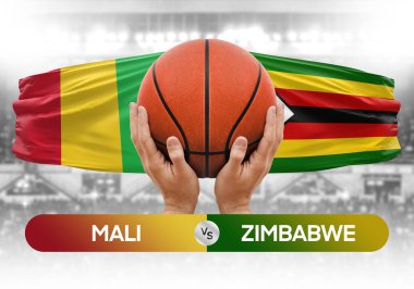 Mali, Zimbabwe 'ye karşı milli basketbol takımları basketbol maçı kupası konsepti