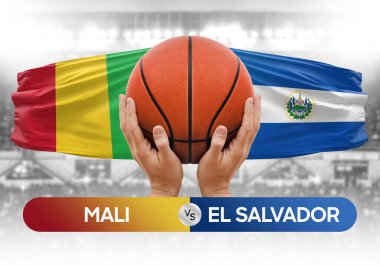 Mali, El Salvador 'a karşı milli basketbol takımları basketbol maçı kupası konsepti