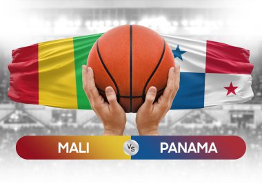 Mali, Panama milli basketbol takımlarına karşı basketbol topu yarışma kupası konsepti