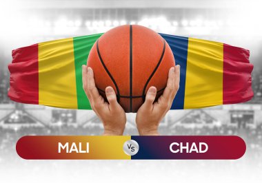 Mali, Chad 'e karşı milli basketbol takımları basket topu yarışma kupası konsepti