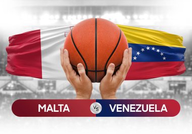 Malta, Venezuela 'ya karşı milli basketbol takımları basketbol topu yarışma kupası konsepti imajı