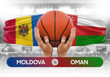 Moldova, Umman milli basketbol takımlarına karşı basketbol topu yarışma kupası konsepti imajı