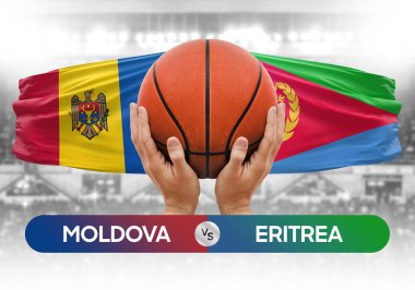 Moldova Eritre 'ye karşı milli basketbol takımları basketbol topu yarışma kupası konsepti imajı