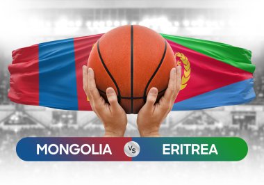 Moğolistan Eritre 'ye karşı milli basketbol takımları basketbol topu yarışma kupası konsepti imajı