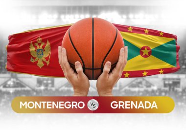 Karadağ, Grenada milli basketbol takımlarına karşı basketbol topu yarışma kupası konsepti imajı