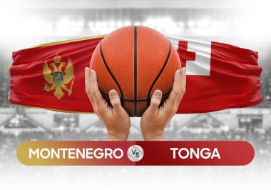 Karadağ, Tonga milli basketbol takımlarına karşı basketbol topu yarışma kupası konsepti imajı