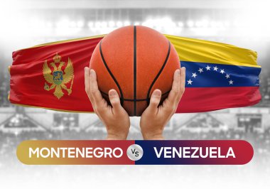 Karadağ, Venezuela milli basketbol takımlarına karşı basketbol topu yarışma kupası konsepti imajı