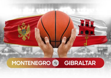 Karadağ, Gibraltar milli basketbol takımlarına karşı basketbol topu yarışma kupası konsepti imajı