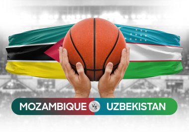 Mozambik, Özbekistan milli basketbol takımlarına karşı basketbol topu yarışma kupası konsepti