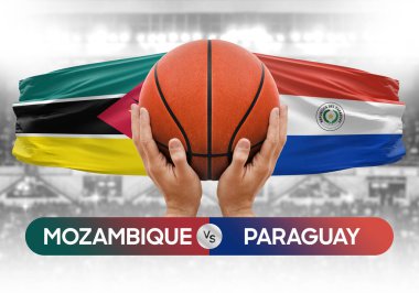 Mozambik, Paraguay milli basketbol takımlarına karşı basketbol topu yarışma kupası konsepti